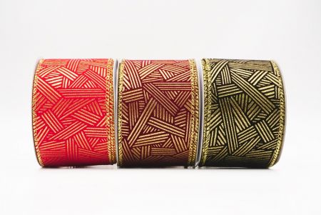 Metallic Geometric Abstract Lines Wired Ribbon - Metallic Geometric Abstract Lines Wired Ribbon